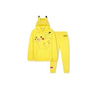 Pokemon Tracksuit Boys, Hoodie & Joggers 2 Pcs Outfit Set, Loungewear Sports Activewear Teen Clothing, Anime Gifts for Boys (9-10 Years, Yellow Pikachu)