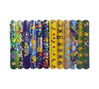 Pokemon | Bracelet | Snap Wristband | Mixed Designs B | 12 Pieces | Perfect for Children's Party Favours / Gift Bags