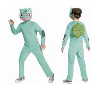 Pokémon Bulbasaur Jumpsuit for Kids, Official Licensed Dress Up, Plush Shell on Back, Includes Bulbasaur Mask, for ages 4-6, 7-8, 10-12 years