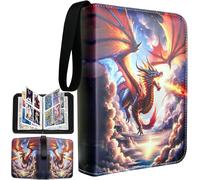 Pokemon Card Binder 4 Pocket - Trading Card Holder for dragon - Removable Sleeves for 400 Cards, PU Waterproof Card Folder Card Collection Binder with Zipper, Portable Trading Card Album (4 Pocket)