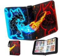 Pokemon Card Binder 4 Pocket - Trading Card Holder for Pokemon - TCG with 50 Removable Sleeves for 400 Cards, PU Waterproof Card Folder Card Collection Binder with Zipper, Portable Trading Card Album
