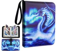 Pokemon Card Binder - Fire Dragon Trading Card Binder - 4 Pocket Zipper Binder with 400 Pockets, Ideal for Boys, Girls - Collectible Trading Card Albums (Ice Dragon, 4 Pocket)