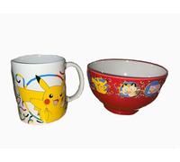 Pokemon Ceramic Mug and Bowl - Pikachu Mug and Bowl with Various Pokémon - Ideal Gift Set for Pokémon Fans