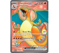 Pokemon - Charizard ex 183/165 Mew Scarlet and Violet 151 - Full Art Rare Card + That Chunky Yellow Mouse Protective Pouch