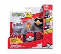 PKW3163 Set-2-Inch Charmander Battle Figure with Clip ‘N' Go Plus Luxury Ball and Pokéball Accessories, Glumanda Belt Set