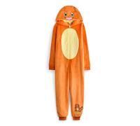 Pokemon Charmander Kids Onesie | Childrens Charmander Character Graphic Print Hooded Sleepsuit in Orange | Childrens Pocket Monster Pajama Nightwear for Boys & Girls | TV Series Game Merchandise Gift