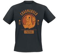 Pokemon Charmander Men's Short-Sleeved T-Shirt Black Regular/Regular Fit, Black, S