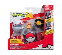 PKW3163 Set-2-Inch Charmander Battle Figure with Clip ‘N' Go Plus Luxury Ball and Pokéball Accessories, Glumanda Belt Set