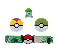 Pokémon Clip 'N' Go Belt Set - Includes Themed Belt and 2-Inch Bulbasaur Battle Figure with Level Ball and Nest Ball Accessories