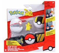 Pokémon Pikachu Clip ‘N’ Go Belt Set - 2-Inch Pikachu Battle Figure with Premier Ball, Ultra Ball, and Electric-Type Themed Belt