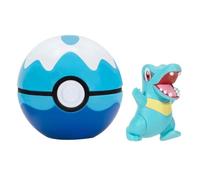 Pokemon Clip N Go Pokeball & 5 cm Totodile Battle Figure - Attachable to Belt - New 2022 - Officially Licensed Toy (PKW2651), Karnimani