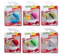 Pokémon Clip 'N'Go Action Figures 95057-19 - Totodile, Pikachu, Treecko, Chimcar, Cespin, Scorbunny - Official Pokemon Figure for Children 4+
