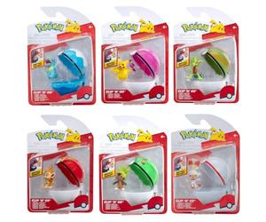 Pokémon Clip 'N'Go Action Figures 95057-19 - Totodile, Pikachu, Treecko, Chimcar, Cespin, Scorbunny - Official Pokemon Figure for Children 4+