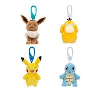 Pokémon Clip on 10 cm Plush - Pikachu, Eevee, Squirtle, Psyduck - Official Pokemon Clogged Toy for Children 2+