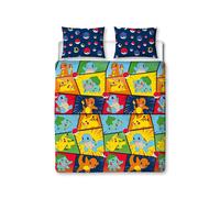 Pokemon Double Duvet Cover Set Retro Kids Blue Multi 2 in 1 Designs UK Size