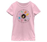 Pokemon Eevee Evolution Tarot Card Girls Short Sleeve Tee Shirt, Light Pink, L