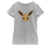 Pokemon Eevee Face Girls Short Sleeve Tee Shirt, Athletic Heather, X-L