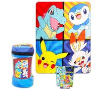 Pokemon Fleece Blanket Set - Bundle with 46" x 60" Pokemon Blanket, Stickers, More for Kids, Toddlers, Children | Pikachu Fleece Throw for Boys, Girls