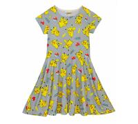 Pokemon Girls Grey Pikachu Short Sleeve Skater Dress - 5-6 Years