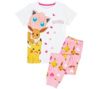 Pokémon Girls White Pyjama Set | Character T-Shirt & Trousers | Kids Nightwear | Besties Graphic Print Sleep Outfit | Children's PJs Loungewear Merch - 6-7 Years
