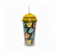 Pokemon Glitter Dome Soda Cup - 480 ml Drinking Tumbler with Removable Straw | Pokémon Design Featuring Pikachu & Friends | BPA-Free Plastic Drinkware for Kids