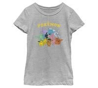 Pokemon Gotta Catch Eeveelutions Girls Short Sleeve Tee Shirt, Athletic Heather, X-L