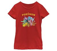 Pokemon Gotta Catch Eeveelutions Girls Short Sleeve Tee Shirt, Red, L