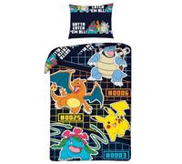 POKEMON Gotta catch 'em all PIKACHU CHARIZARD - Bed Linen Set Duvet Cover 140 x 200 cm + Pillowcase 70 x 90 cm - Reversible - 100% Polyester - Multicoloured