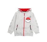 Pokemon Boys Hoodie | Childrens Pokeball Gotta Catch Em All Zip Up Jumper | Pikachu Grey & Red Sweatshirt For Kids | Long Sleeve, Hooded & Pockets