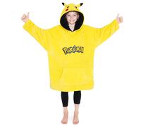 Pokemon Hoodie for Boys Pikachu Oversized Blanket Hoodie Teenegers Fleece Poncho Yellow (Yellow/Black)