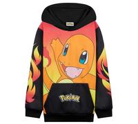 Pokemon Hoodie for Boys Teens, Hooded Sweatshirt, Pikachu Eevee Pullover Casual Sports, Long Sleeve Jumper, Anime Gifts for Boys (13-14 Years, Black/Red Charmander)