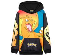 Pokemon Hoodie for Boys Teens, Hooded Sweatshirt, Pikachu Eevee Pullover Casual Sports, Long Sleeve Jumper, Anime Gifts for Boys (11-12 Years, Black/Orange Charizard)