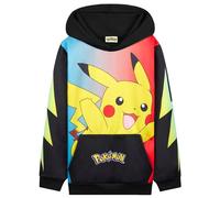 Pokemon Hoodie for Boys Teens, Hooded Sweatshirt, Pikachu Eevee Pullover Casual Sports, Long Sleeve Jumper, Anime Gifts for Boys (11-12 Years, Black/Multi Pikachu)
