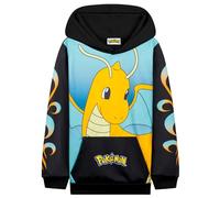 Pokemon Hoodie for Boys Teens, Hooded Sweatshirt, Pikachu Eevee Pullover Casual Sports, Long Sleeve Jumper, Anime Gifts for Boys (11-12 Years, Black/Blue Dragonite)