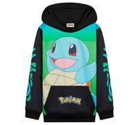 Pokemon Hoodie for Boys Teens, Hooded Sweatshirt, Pikachu Eevee Pullover Casual Sports, Long Sleeve Jumper, Anime Gifts for Boys (11-12 Years, Black/Green Squirtle)