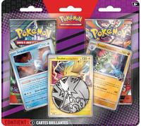 Pokémon : Improved blister pack of 2 booster packs (3 Shiny Cards, 1 coin and 2 Pokémon booster packs).