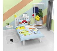 Pokemon Jump Single Duvet Cover | Featuring Pikachu, Grookey, Scorbunny, and Sobble Inc | Officially Licensed Blue Polycotton Reversible Two Sided Design