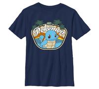 Pokemon Kids Aquatic Squirtle Boys' Short Sleeve T-Shirt, navy, S