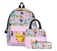 Pokémon Kids Backpack, Lunch Box & Pencil Case Set - Eevee, Pikachu & Squirtle - Yellow School Bag with Insulated Lunch Box & Adjustable Straps