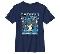 Pokemon Kids Boys Lucario is He Short Sleeve T-Shirt, navy, L