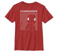 Pokemon Kids Charmander Comic Box Boys Short Sleeve Tee Shirt, Red, M