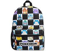 Pokemon Kids Check Backpack School Bag Zip Top Handle Adjustable Straps