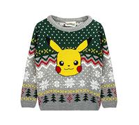 Pokemon Kids Christmas Jumper | Style Options Festive Holiday Pikachu Long Sleeve Knitted Sweater for Children | Warm Pullover Knit | Pokemon Seasonal Merchandise Gift for Boys and Girls