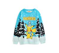 Pokemon Kids Christmas Jumper | Style Options Festive Holiday Pikachu Long Sleeve Knitted Sweater for Children | Warm Pullover Knit | Pokemon Seasonal Merchandise Gift for Boys and Girls