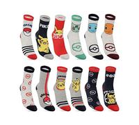Pokémon Kids Cotton Socks - 12 Pairs - Boys Socks Comfortable and Soft, yellow, 31-34