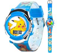 Pokémon Kids Digital Watch with Flashing LED Lights, Pikachu & Friends Design, Fun Character Display, Soft Silicone Strap, Kid-Friendly Tough Build, Adjustable Fit for Wrist Sizes 5.5" to 8", Pikachu