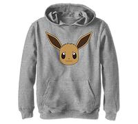 Pokemon Kids Eevee Face Youth Pullover Hoodie, Athletic Mottled, M
