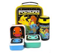 Pokemon Lunch Bag Bottle and 3 Snack Pot (Boys Black)