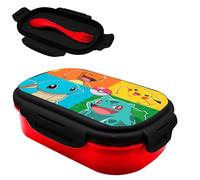 Pokémon Kids Lunch Box 20cm | BPA-Free Plastic Sandwich Box with 3-in-1 Spork (Spoon Fork Knife) | Pikachu Cartoon Food Container for School, Travel, Picnic & Summer Trips