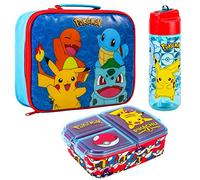 Pokémon Kids Lunch Box Set - School & Travel Snack Boxes Set of 3 | Insulated Lunch Bag, Lunch Box with Compartments & 580ml Water Bottle, Lunch Bag & Box Gift Set for Boys & Girls | BPA Free